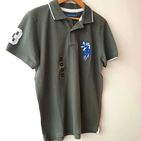 U.S Polo Assn Khaki Large Emblem Polo - Picture 3 of 8